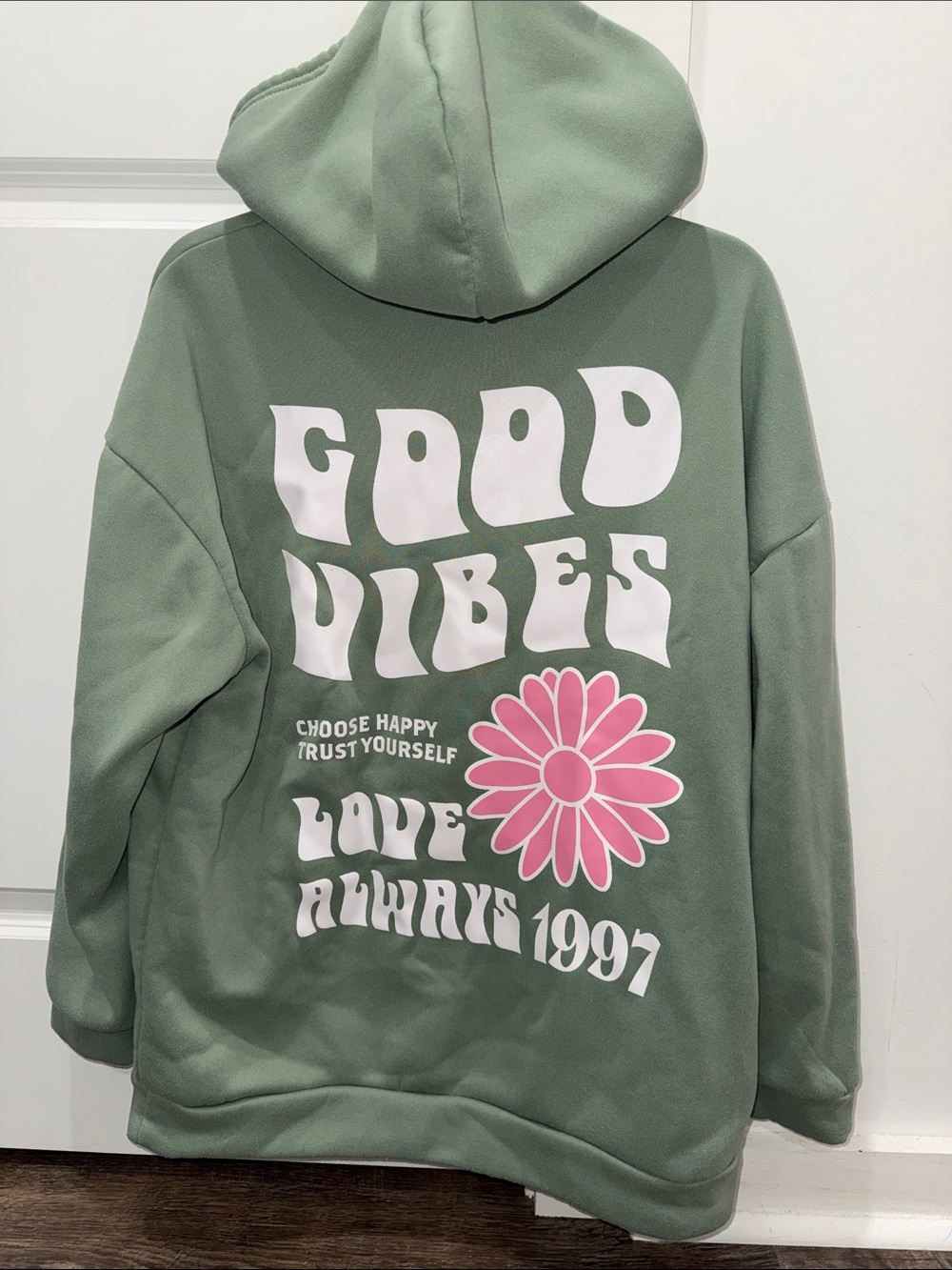 SHEIN Sage Green Fleece Pullover Hoodie